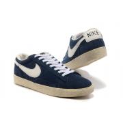 Soldes Chaussure Basket Nike Blazer Cuir Low Pour Homme en Bleu